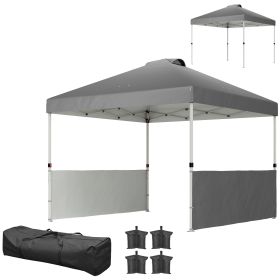 10' x 10' Pop Up Canopy Tent with 2 Half Sidewalls, UV50+ Instant Sun Shelter with Wheeled Carry Bag, Dark Gray