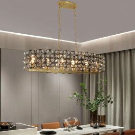 39" Contemporary Crystal and BlackGold Pendant Chandelier – Geometric Modern Light Fixture for Dining Room, Kitchen, or Living Room (Bulb Not Inc