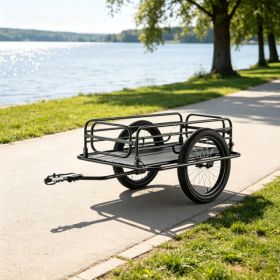 275 Lbs Heavy-Duty Bike Cargo Trailer, 20inch Wheels Carbon Steel Bicycle Wagon With Foldable Compact Storage & Quick Release Universal Hitch, Fi (Option: 65077787)
