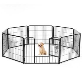Dog Playpen Indoor Fence Height Metal Exercise Pen with Door Small Puppy/Medium/Large Dogs Animal Pet for Outdoor, Garden, Yard (Option: 24S/8P)