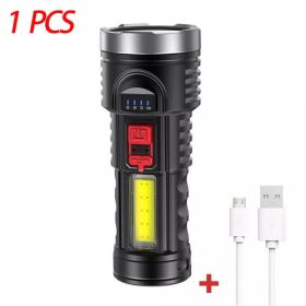 USB Rechargeable LED Flashlight 4-Modes Camping Hiking Torch Work Light(TK/TMEU For Self-pickup) (Option: defaulttitle)