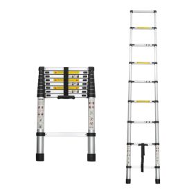 Telescoping Ladder 8.5FT, Telescopic Extension Ladder, Aluminum Alloy Folding Ladder Portable Multi-Purpose For Indoor Outdoor Work, Heavy Duty 3 (Option: Black)