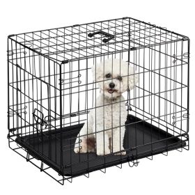 24 inch Single door Dog Cage - durable metal pet kennel, secure lock, collapsible design, removable tray for easy cleaning, portable puppy cage (Option: 30in)
