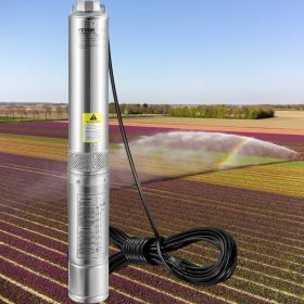 Deep Well Submersible Pump, 3HP/2200W 230V/60Hz, 37GPM Flow 640 Ft Head, With 33 Ft Electric Cord, 4 Inch Stainless Steel Water Pumps For Industr (Option: Natural)