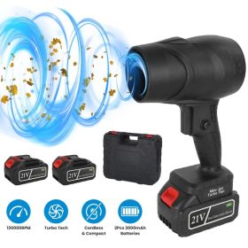 Portable Cordless Mini Blower (with Carrying Case), 130000RPM High Wind Speed & 1000W Motor, Wireless Design for Vehicle/Home/Outdoor Debris/Snow (Option: Black)