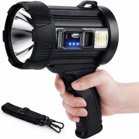 "Rechargeable Spotlight, Super Bright Spotlight Flashlight, Long Running Spot Light Searchlight, Outdoor Handheld LED Flashlight High Lumens with (Option: Default Title)