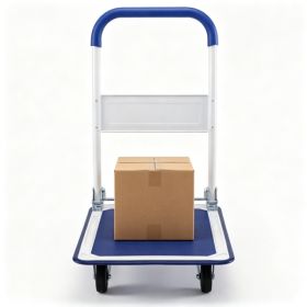 Folding Platform Hand Truck, Heavy-Duty Metal Push Cart With 330LBS Weight Capacity, Non-Slip Platform & Shock-Absorbing PU Wheels For Moving War (Option: 47780817)