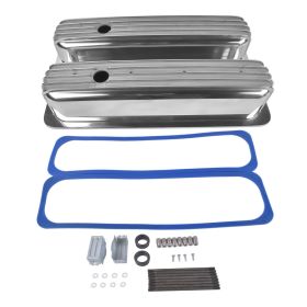 Tall Aluminum Finned Vortec Valve Covers Polished Center Bolt for Chevy SBC 283 305 327 350 1987-1997 (Option: 10670397)