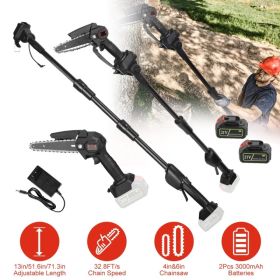 2-in-1 Electric Pole Saws for Tree Trimming, 6 Inch Mini Chainsaw Cordless with Extension Pole, Battery Powered Pole Chain Saw, Tree Trimmer Limb (Option: Black)