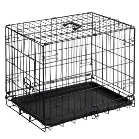 24 inch Single door Dog Cage - durable metal pet kennel, secure lock, collapsible design, removable tray for easy cleaning, portable puppy cage (Option: 24in)