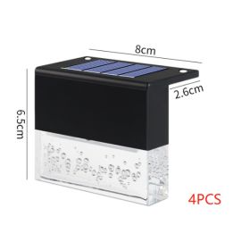 Waterproof New RGB LED Solar Light Step Fence Light (Option: Black4PC)