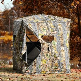 3 Person Portable Pop-Up Ground Hunting Blind with Tie-downs (Color: Camouflage)