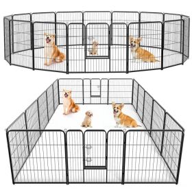 Dog Playpen Indoor Fence Height Metal Exercise Pen with Door Small Puppy/Medium/Large Dogs Animal Pet for Outdoor, Garden, Yard (Option: 40S/16P)