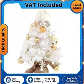 Ornament Set 45cm Height Tabletop Christmas Tree Mini PVC Artificial Xmas Tree Colored Balls Luminous Tree Christmas Decoration (Option: as show)