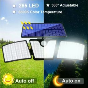 265 LED Solar Motion Sensor Wall Light, IP65 Waterproof 3-Head Adjustable Angle Outdoor Garden Lamp, 3000LM 6500K for Yard Garage (Option: as show)