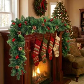 270cm Christmas Garland | Artificial Pine Needles & Berries Decor | For Staircase/Fireplace Hanging | Multicolor PVC Material | Home Holiday Atmo (Option: as show)