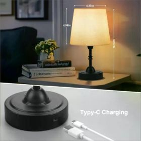Cordless Touch Dimmable Table Lamp, Fabric Shade Portable Rechargeable LED Bedside Night Lamp, Warm Ambient Light for Bedroom Restaurant Home Dec (Option: as show)
