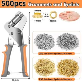 500Pcs Grommets Eyelets 10mm Set with Grommet Pliers for Tarpaulin Eyelets Garden Tarpaulin (Option: as show)