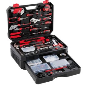 330pcs Hand Tool Set, Professional Grade, Organized Storage Case, Black-Red or Black-Yellow for Garage, Workshop& Emergency (Option: Black red)